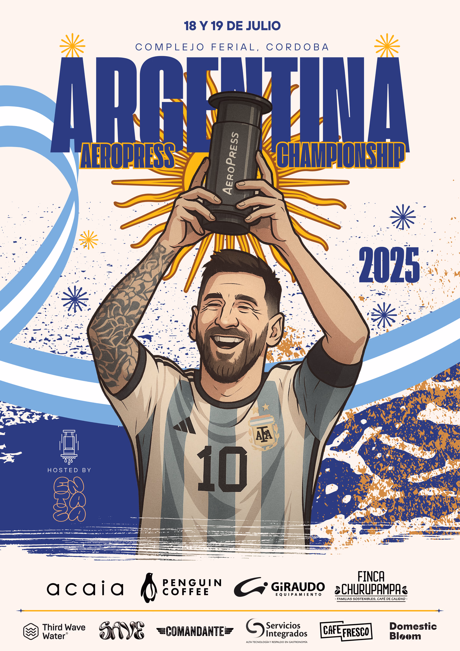 Afiche oficial del campeonato AeroPress Argentina 2025.